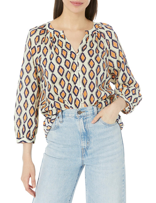 NIC+ZOE Women's Falling Diamonds TOP, Orange Multi, X-Small