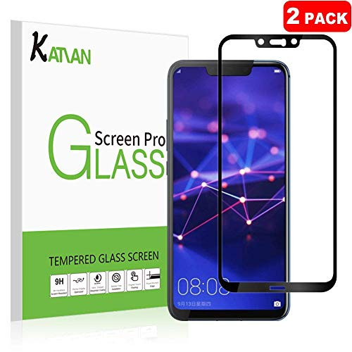 [2 Pack] HuaweiMate20Lite Screen Protector, KATIAN HD Full Coverage Protector[Anti-Scratch] [No-Bubble] [Case-Friendly], 9H Tempered Glass Screen Film HuaweiMate20Lite [Black]