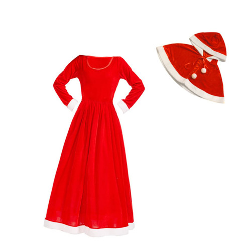 AOKWAWALIY 1 Set Christmas dress kits for girls santa claus dress for girl mrs santa costume christmas short cloak shawl Christmas Cape red shawl robe Miss European and American Golden velvet