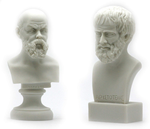 Socrates & Aristotle Greek Philosopher Bust Head Set Statue Sculpture