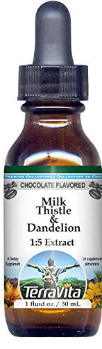 TerraVita Milk Thistle & Dandelion Glycerite Liquid Extract (1:5) - Chocolate Flavored (1 oz, ZIN: 522725) - 2 Pack