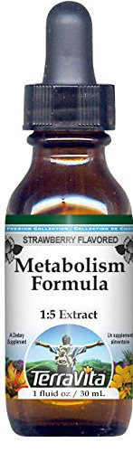 TerraVita Metabolism Formula Glycerite Liquid Extract (1:5) - Strawberry Flavored (1 oz, ZIN: 523632) - 2 Pack