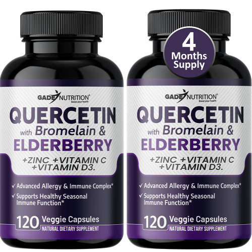Quercetin with Vitamin C and Zinc - Elderberry - Quercetin 500mg - Quercetin with Bromelain - Zinc Quercetin - Vitamin D3 - 6 in 1 Daily Immune Support, Non-GMO - Sambucus Supplement - 4 Months Supply Quercetin with Vitamin C and Zinc - Elderberry - Quercetin 500mg - Quercetin with Bromelain - Zinc Quercetin - Vitamin D3 - 6 in 1 Daily Immune Support, Non-GMO - Sambucus Supplement - 4 Months Supply