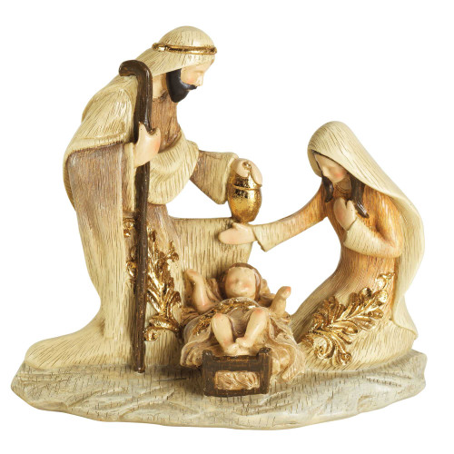 Dicksons Holy Family Tan and Gold Tone 6.5 Inch Resin Christmas Tabletop Figurine Dicksons Holy Family Tan and Gold Tone 6.5 Inch Resin Christmas Tabletop Figurine
