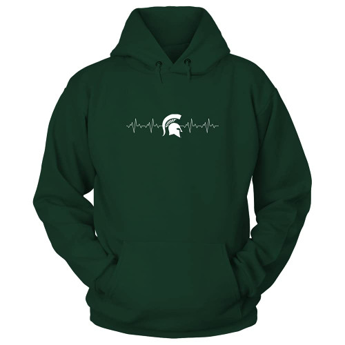 FanPrint Michigan State Spartans - Heartbeat - College Team Logo - Graphic T-Shirt Forest Green