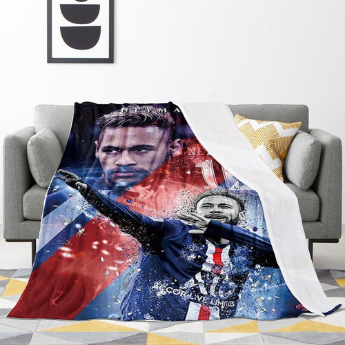 Gymtmwn Football Stars Blanket Neymar-Jr Blanket Plush Throw Size Blanket 60"X80"