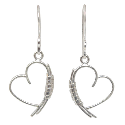 NOVICA Handmade .925 Sterling Silver Heart Earrings Shaped Dangle Thailand Modern [1.6 in L x 0.7 in W] 'Love Promise'