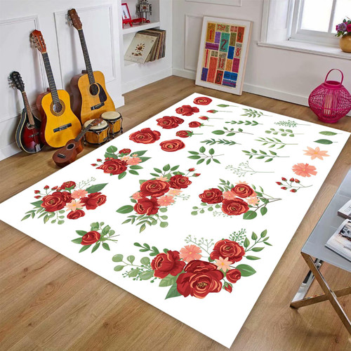 Red Floral Rug Living Room Area Rugs 3x5ft/36x60in/90x150cm, Non-Slip Wool Rugs Bedroom Accent Floor Carpet Decoration Carpet Red Floral Rug Living Room Area Rugs 3x5ft/36x60in/90x150cm, Non-Slip Wool Rugs Bedroom Accent Floor Carpet Decoration Carpet