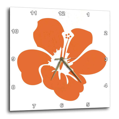 3dRose dpp_54493_1 Orange Hibiscus Flower-Hawaiian Floral-Tropical Art-Wall Clock, 10 by 10-Inch
