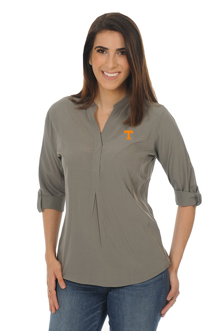 NCAA Adult Women UG Apparel Tennessee Volunteers Grey Button Down Tunic, 1X, Grey