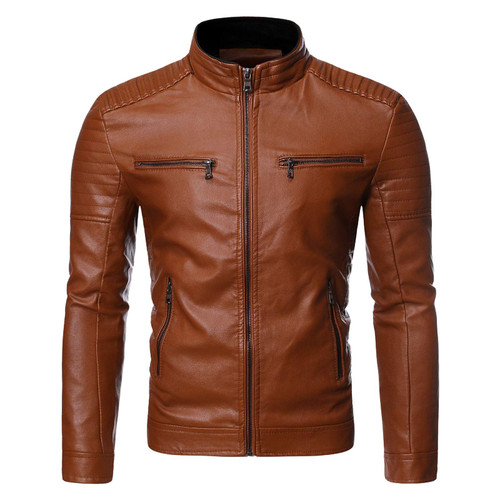 DuDubaby Snowboard Jacket, Leather Jackets For Men Crop Jacket Trench Coat Men Long Silver Coat Winter Casual Stand Collar Leather Jacket Coat Mens Work Jacket (Brown-1,3X-Large)