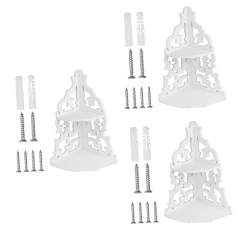 IMIKEYA 3 Pcs Triangle Shelf Sink Shelf Hanging Shelves for Wall Corner Shelves Wall Mounted Shelf Shelves Wall Mounted Shelves for Kitchen Cabinets Wpc Wall-Mounted White Sink Rack