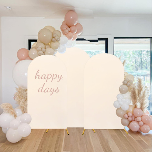 Wedding Arch Cover Set of 3 Beige Arch Backdrop Cover Spandex Arch Cover Round Top Chiara Backdrop Stand Covers for Wedding Banquet Arch Decoration (6FT,6.6FT,7.2FT)