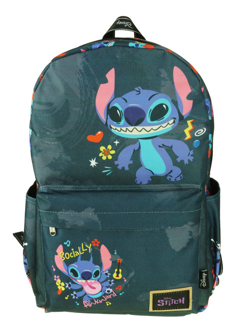 KBNL Classic Disney Lilo & Stitch Backpack with Laptop Compartment for School, Travel, and Work (Black), Multicolor, A22211-Lilo&Stitch