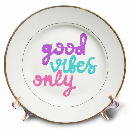 3dRose Good Vibes Only on Purple Blue and Pink - Plates (cp-362640-1)