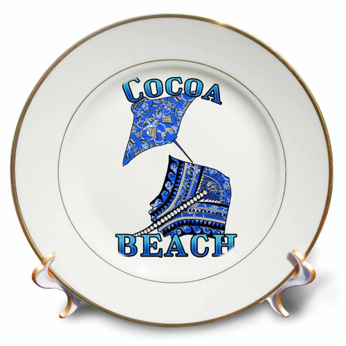 3dRose Blue Tribal Stingray for Any Vacation to Cocoa Beach, Florida - Plates (cp-380252-1)