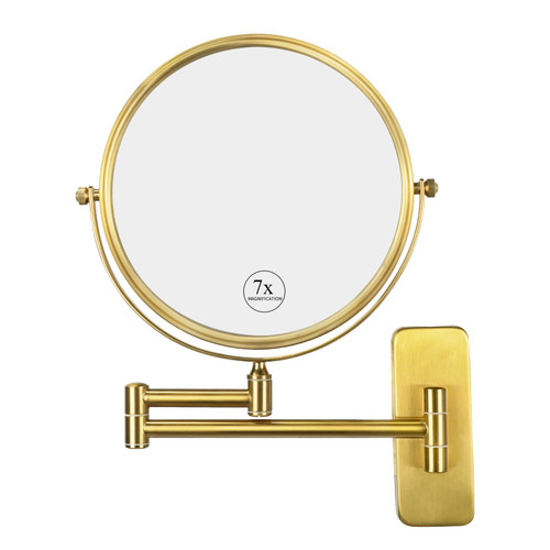 Nicesail Brass Make up Mirror Wall Mounted,1X and 7X Double-Sided Magnifying Mirror Brass Vanity Mirror for Bathroom Wall Extendable Swivel, Antique Brass Finish (8 Inch, 7X) Nicesail Brass Make up Mirror Wall Mounted,1X and 7X Double-Sided Magnifying Mirror Brass Vanity Mirror for Bathroom Wall Extendable Swivel, Antique Brass Finish (8 Inch, 7X)