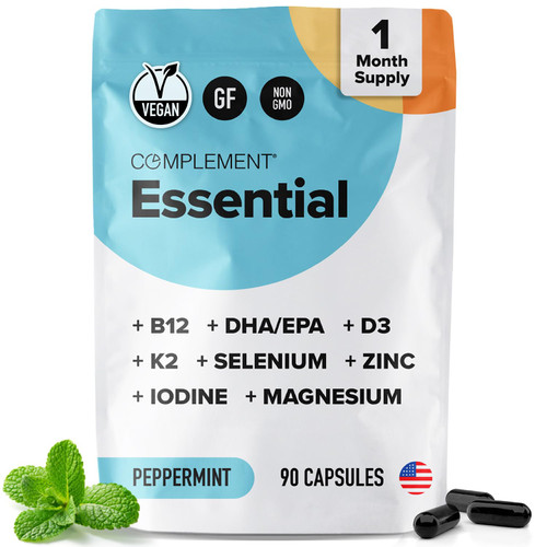 Complement 1 Month Supply Vegan Multivitamins for Women & Men (90 Capsules) Omega 3 DHA+EPA, Vitamin B12, Vitamin D3 K2, Zinc, Selenium, Magnesium, Iodine Supplement- Made in USA, 30 Servings Complement 1 Month Supply Vegan Multivitamins for Women & Men (90 Capsules) Omega 3 DHA+EPA, Vitamin B12, Vitamin D3 K2, Zinc, Selenium, Magnesium, Iodine Supplement- Made in USA, 30 Servings