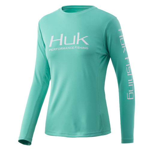 HUK Women's Icon X Hoodie |UPF 50+ Long-Sleeve Fishing Shirt, Electric Green, Small