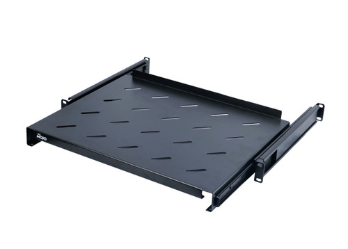 1U Adjustable Vented Sliding Server Rack Mount Shelf - 110lbs - 14-16in Adjustable Mounting Depth 4 Post Universal Tray for 19" AV/Network Equipment Rack
