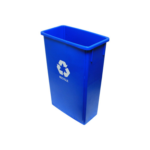 Thunder Group PLTC023R Recycling Container, 23 Gallon, Rectangular, with Recycle Logo, Flat Bottom, Durable, Plastic, Blue