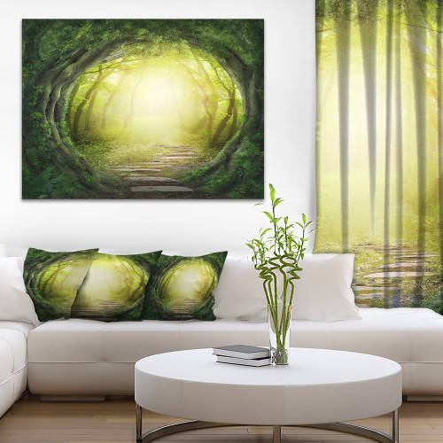 Designart PT8318-20-12 Magic Green Forest Landscape Photo Canvas Print, 12" H x 20" W x 1" D 1P Designart PT8318-20-12 Magic Green Forest Landscape Photo Canvas Print, 12" H x 20" W x 1" D 1P