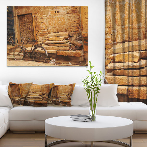 Designart PT9403-20-12 Bicycle Against Brown Wall Landscape Photo Canvas Art Print, 12" H x 20" W x 1" D 1P Designart PT9403-20-12 Bicycle Against Brown Wall Landscape Photo Canvas Art Print, 12" H x 20" W x 1" D 1P
