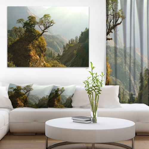 Designart PT9571-20-12 Enchanted Nepal Mountains Landscape Photography Canvas Print, 12" H x 20" W x 1" D 1P, Green