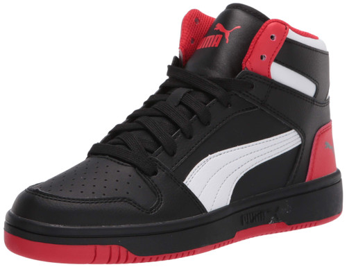 PUMA Rebound Layup Sneaker, Black-High Risk Red White, 4.5 US Unisex Big Kid