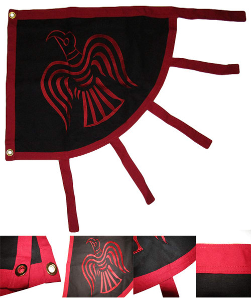 3x4 Viking Raven Red Black 3'x4' Premium Quality Heavy Duty 100% Cotton Embroidered Flag With 2 Clips (Imported)