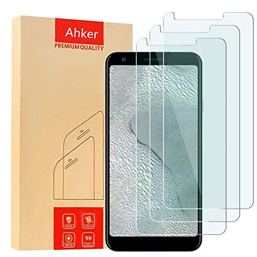 [3Pack] Screen Protector for Google Pixel 3a XL, Ahker [Tempered Glass] [HD Clear] [Bubble Free] [Anti-Fingerprints] [High Definition] 9H 2.5D Screen Protector for Google Pixel 3a XL, 2019 (Clear)