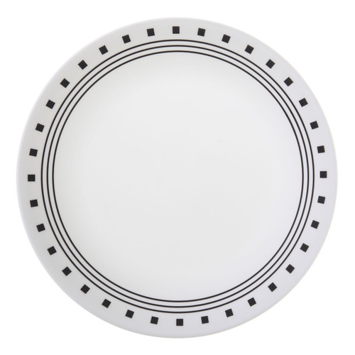 Corelle Livingware Black/White Glass City Block Luncheon Plate 1 pk