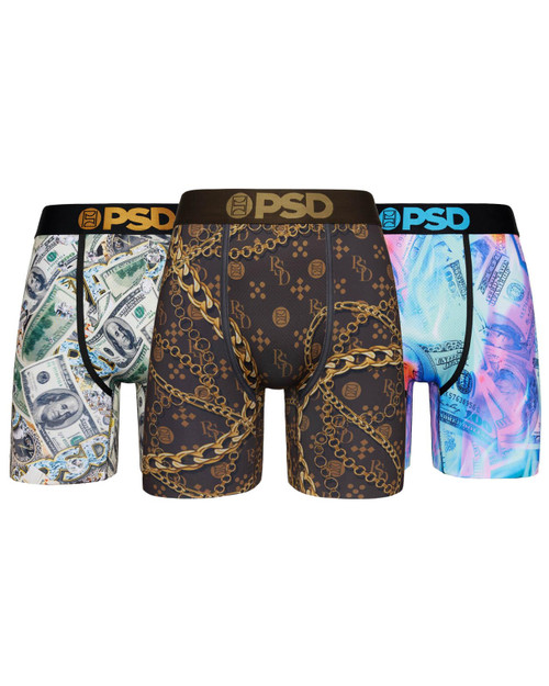 PSD Men's Luxury Funds 3-Pack Boxer Briefs, Multi, XL