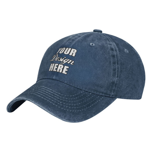 Custom Baseball Cap Hat Custom Personalized Logo Photo Text Hat for Men and Women Navy