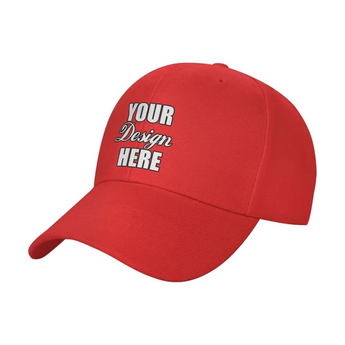 Red Baseball Cap Hats Custom Personalized Logo Photo Text Hat for Men and Women