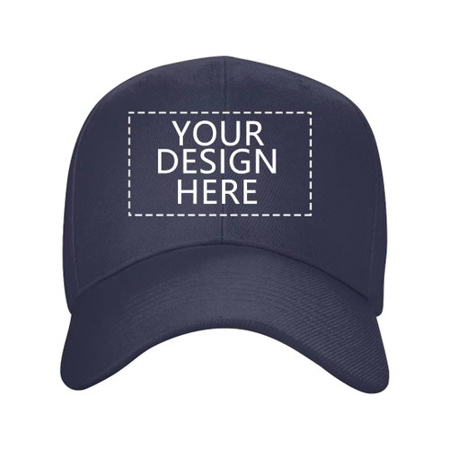 Personalized Baseball Hat Custom Text Logo Photo Adjustable Dad Cap, Navy