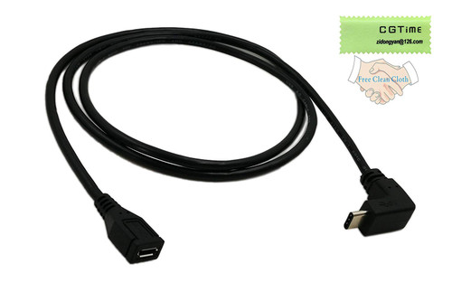 CGTime 3.2FT USB 2.0 Micro Female to USB Type C Male Right Angle Sync and Charge Converter Adapter Cable Cord