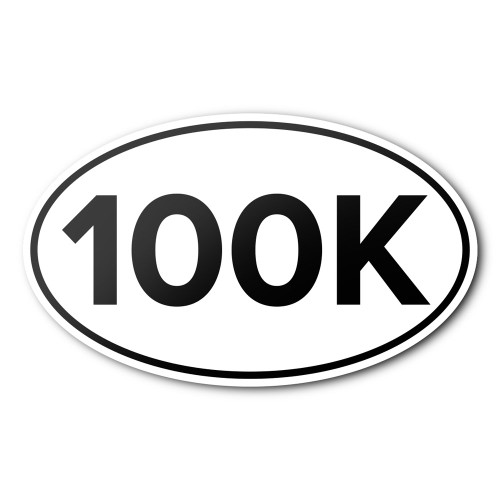 100K Ultra Anti-UV Vinyl Oval Car Bumper Sticker - Running & Cycling Races - White