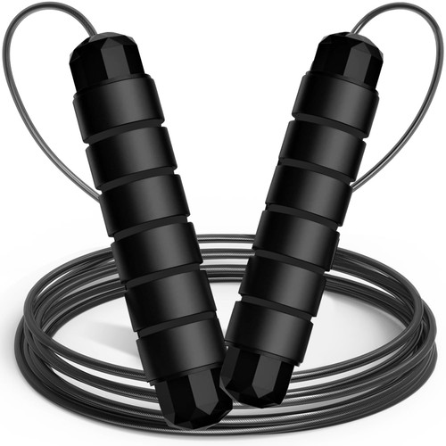 Enouke Jump Rope, Exercise Jumprope for Men Women and Kids Workout,Rapid Speed Jumping Rope for Cardio and Endurance Training,for Home Aerobic Exercise Equipment (black)