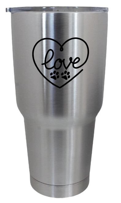 Cup drinkware Tumbler Sticker - Love paw Prints Dog Animal Lover Pets - Cool Sticker Decal