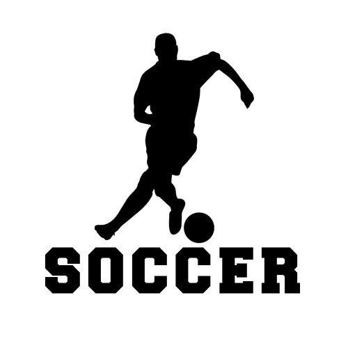 Soccer Player Silhouette Sports Vinyl Sticker Car Decal (6" White)
