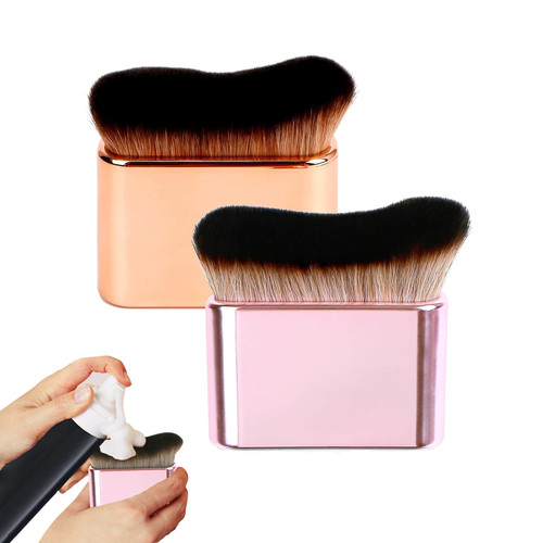 2PCS Self Tanner Brush, Body Makeup Brush for Self Tan, Kabuki Brush for Body Foundation Brush Makeup Brush for Fake Tan Sunless Tanner Makeup Brush (rose gold, pink)