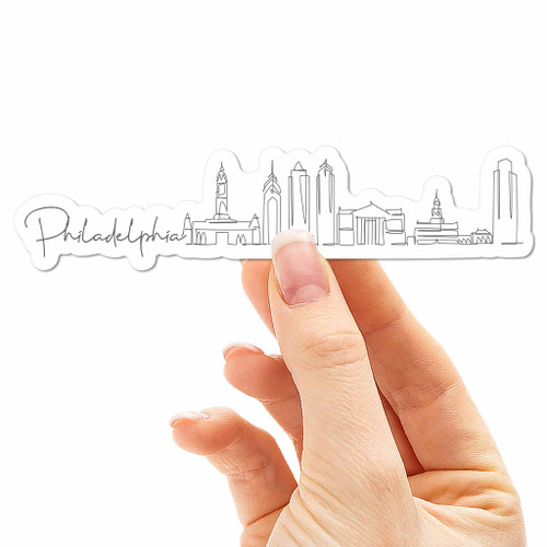 Philadelphia Skyline Sticker for Hydroflask Water Bottle, Cute Philly City Line Art Laptop Decal