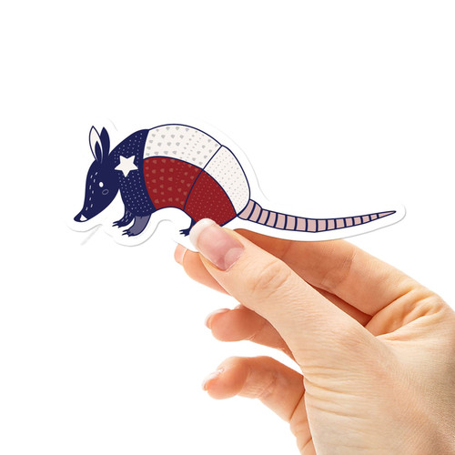 Cute Armadillo Texas Sticker, Lone Star Texas Flag Decal for Hydroflask & Tumbler, El Paso Houston Dallas San Antonio ATX Souvenir Sticker