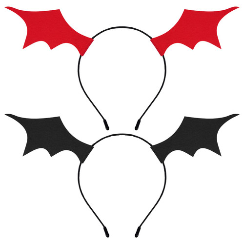 Topbuti 2 Pack Halloween Bat Wing Headband Devil Bat Hair Bands Head Wear Black Red Hair Hoop Accessory Festival Headpiece Hair Clasp Props for Halloween Party Cosplay Dress Up Costume