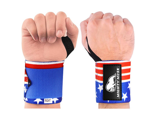 Wrist Wraps (12'' & 18" Premium Quality) for Powerlifting, Bodybuilding, Weight Lifting - Wrist Support Braces for Weight Strength Training (18", White & Red)