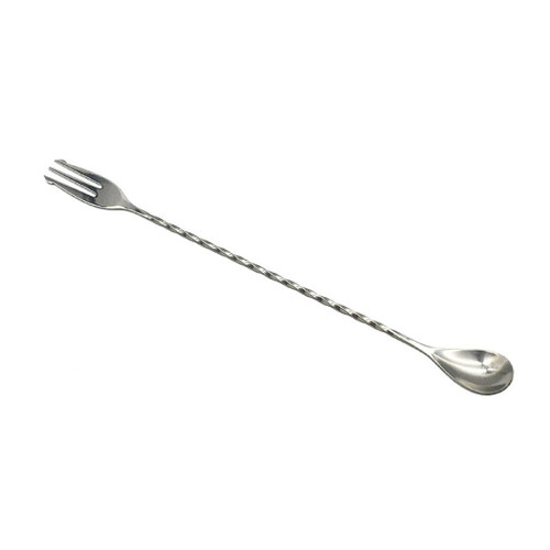 Double Head Bar Spoon Cocktail Mixing Stirrer Spoon With Fork End Stainless Steel Pattern Bar Stirring Spoon Bar Spoon With Fork End