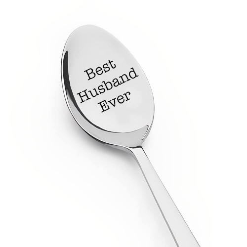 Anniversary Birthday Gifts for Husband Spoon - Husband Gifts from Wife Best Husband Ever Spoon Engraved Gift for Husband Hubby Tea Coffee Spoons