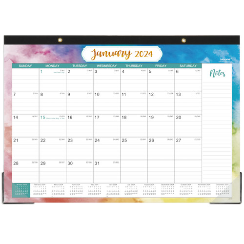 2024 Desk Calendar - Calendar 2024, Desk/Wall Monthly Calendar Pad, 17" x 12", January 2024 - December 2024, Desk Calendar with Ruled Blocks, Note Section, Corner Protections