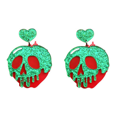 Halloween Theme Earrings Funny Acrylic Cartoon Pumpkin Ghost Skull Bat Dangle Earrings Creative Nightclub Spider Witch Jewelry for Women Halloween Costume Party Exaggeration Accessories-F skull